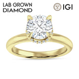 18K Gold IGI Certified Round 2 Carat Lab Grown Diamond Halo Solitaire Ring