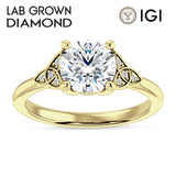 18K Gold IGI Certified Round 1 Carat Lab Grown Diamond Trinity Ring
