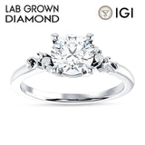 IGI Certified Round 1 Carat Lab Grown Diamond Art Deco Ring