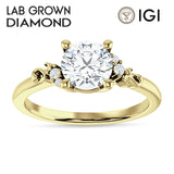 18K Gold IGI Certified Round 1 Carat Lab Grown Diamond Art Deco Ring
