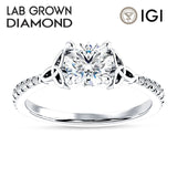 IGI Certified Round 1 Carat Lab Grown Diamond Art Deco Trinity Cluster Ring