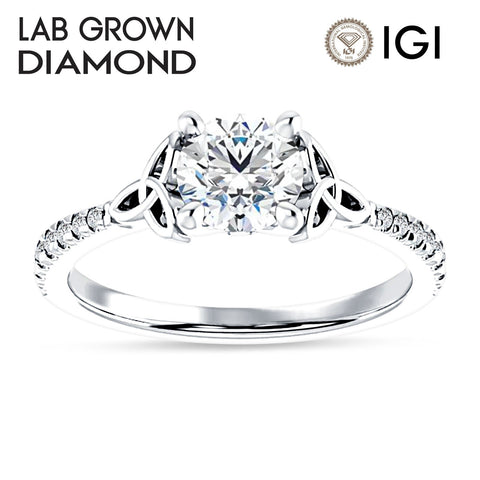 IGI Certified Round 1 Carat Lab Grown Diamond Art Deco Trinity Cluster Ring