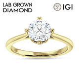 IGI Certified Round 3 Carat Lab Grown Diamond Cathedral Solitaire Ring
