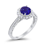Art Deco Filigree Halo Wedding Engagement Bridal Ring Round Cubic Zirconia Solid 925 Sterling Silver Choose Color