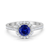 Art Deco Filigree Halo Wedding Engagement Bridal Ring Round Cubic Zirconia Solid 925 Sterling Silver Choose Color