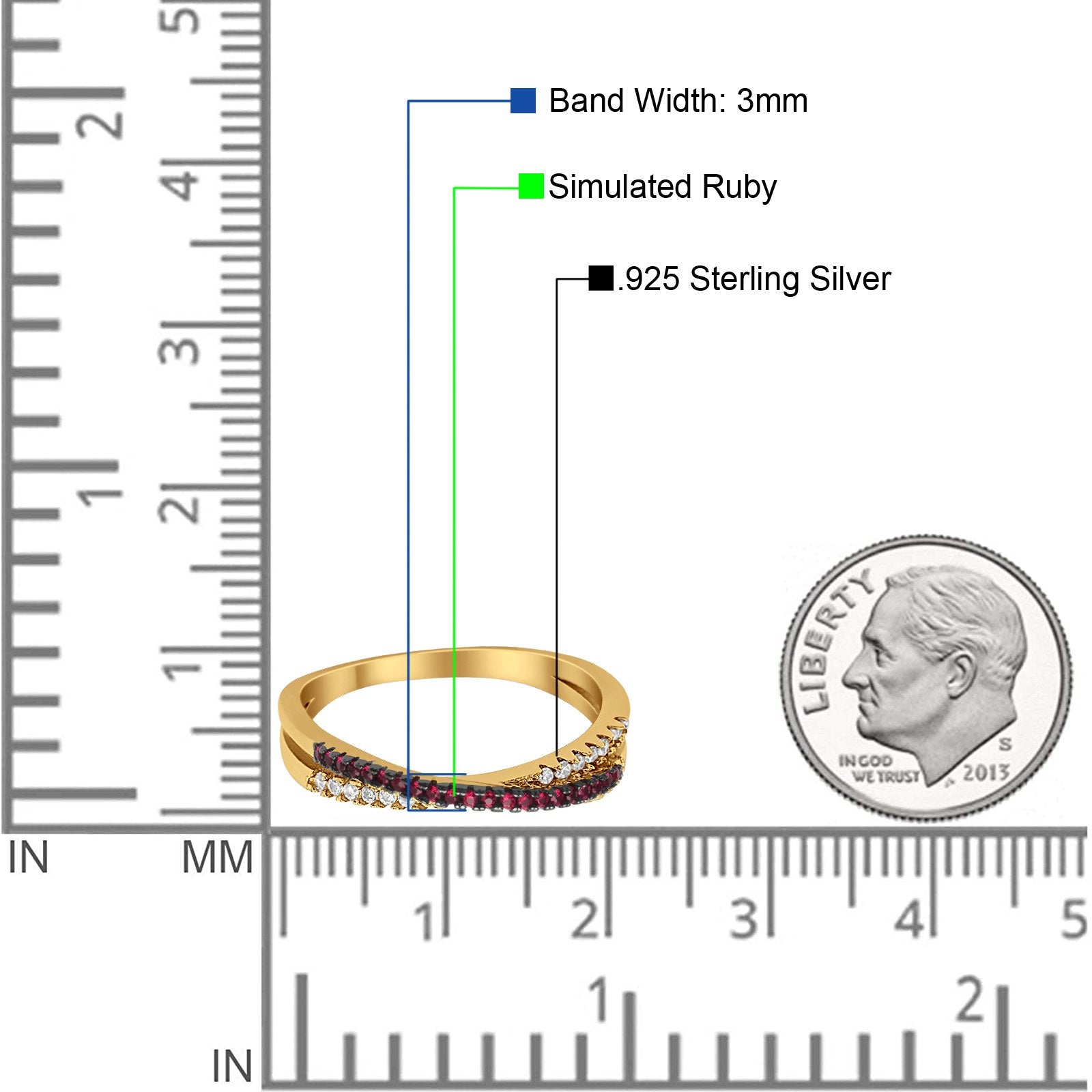 Crisscross X Ring Round Eternity Simulated Cubic Zirconia 925 Sterling Silver