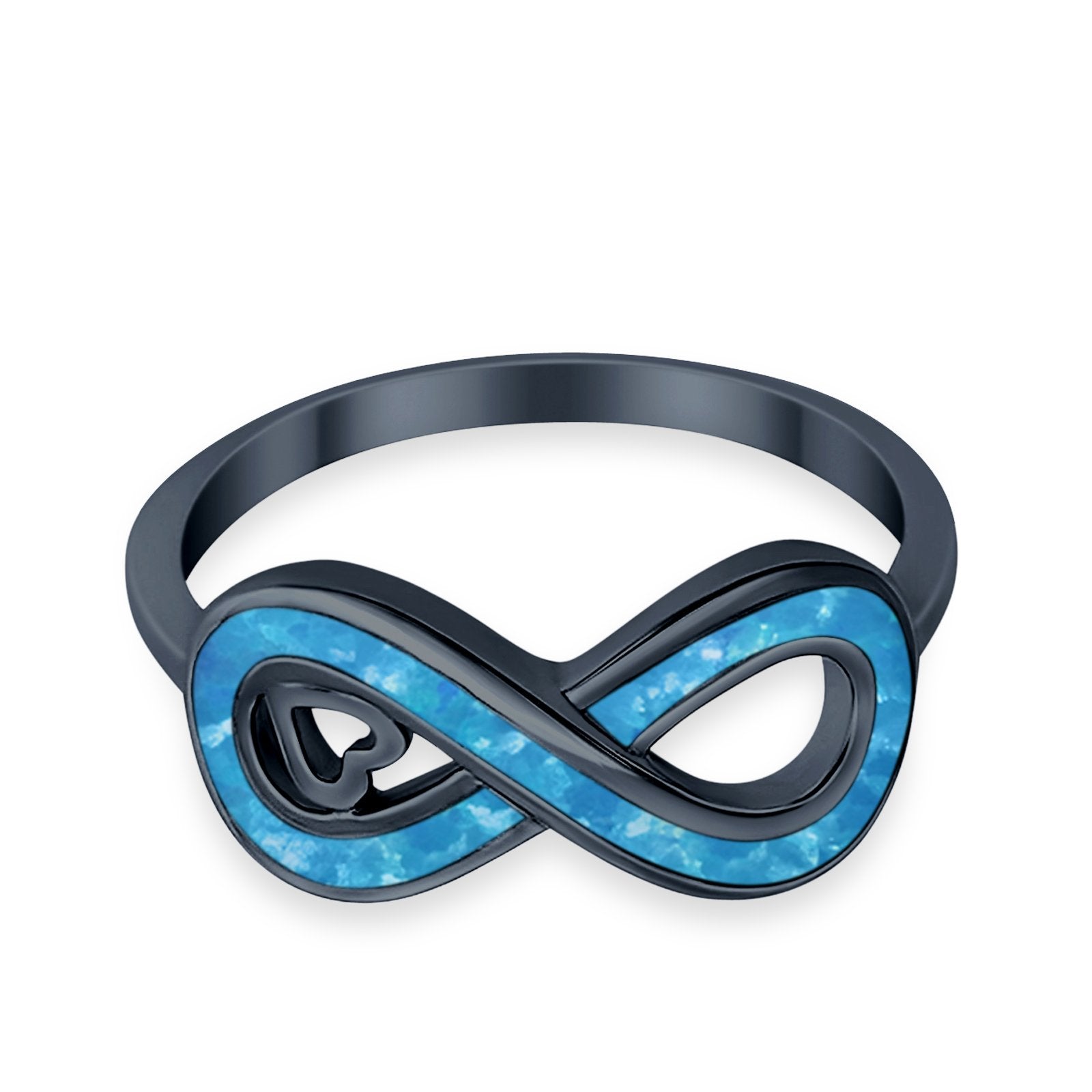 Infinity Heart Promise Ring Lab Created Opal Cubic Zirconia 925 Sterling Silver