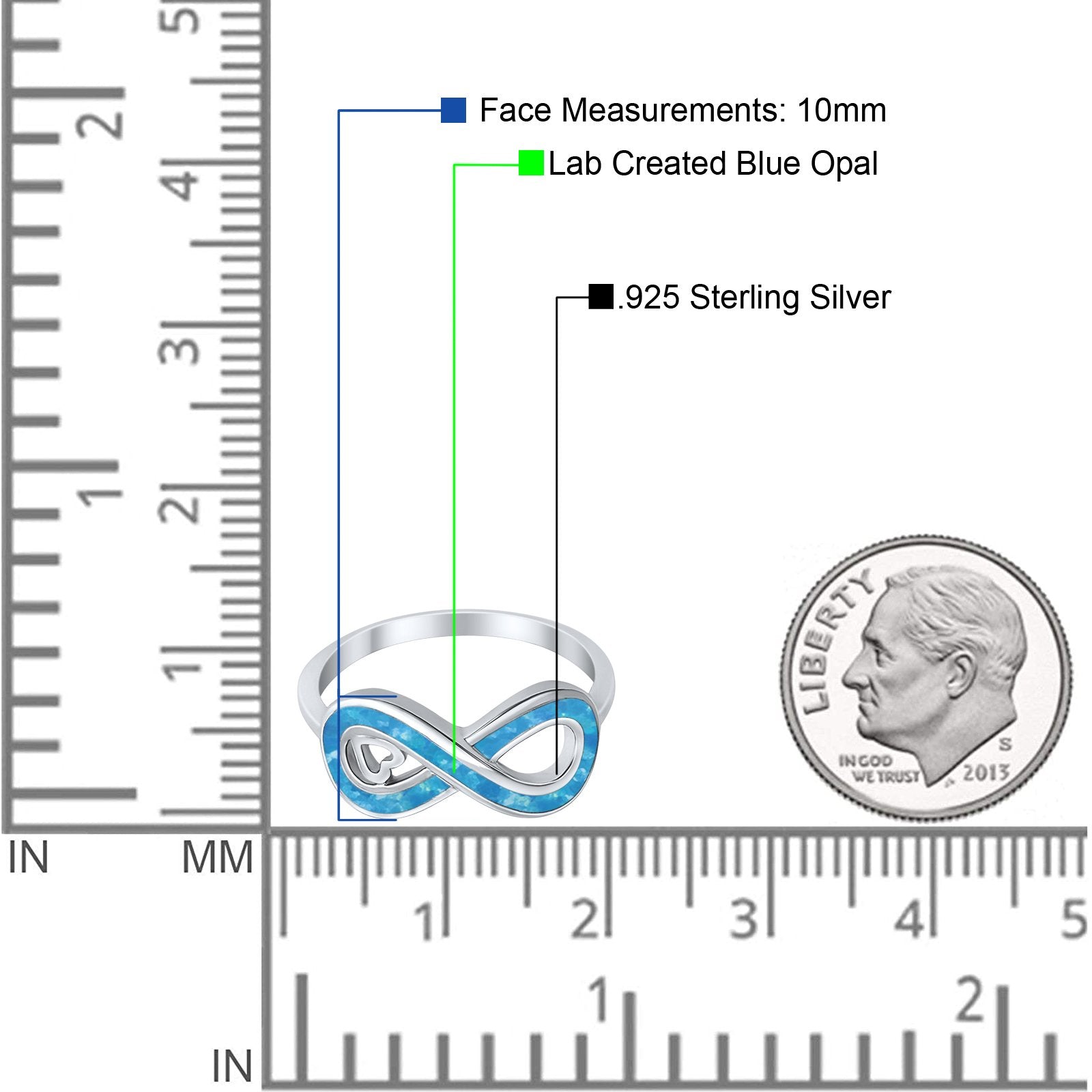 Infinity Heart Promise Ring Lab Created Opal Cubic Zirconia 925 Sterling Silver