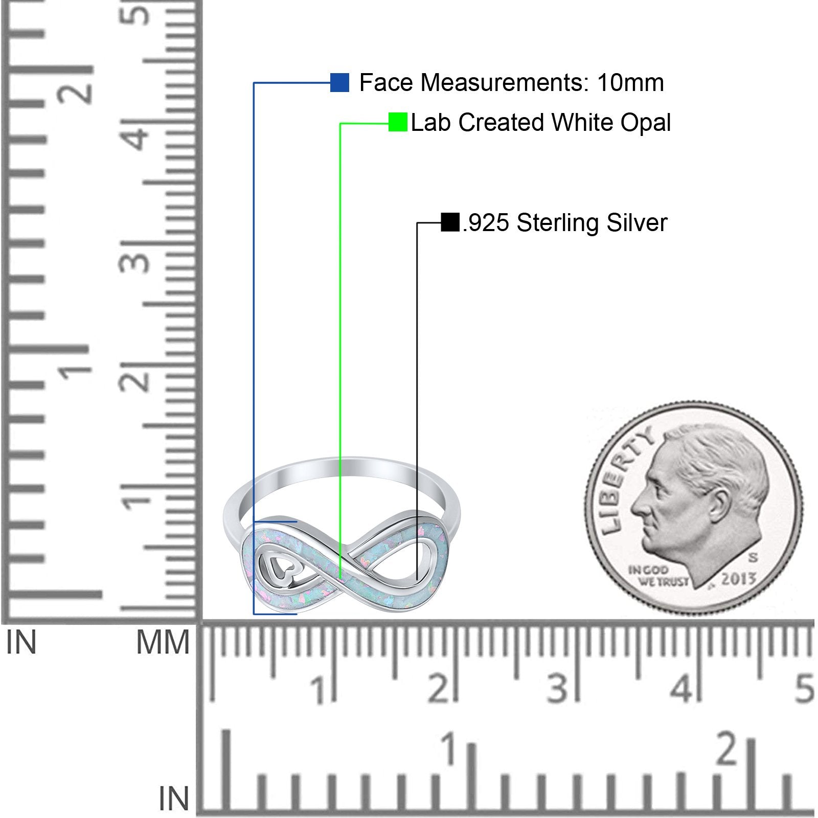 Infinity Heart Promise Ring Lab Created Opal Cubic Zirconia 925 Sterling Silver