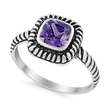Cable Shank Design Wedding Ring Simulated Cubic Zirconia 925 Sterling Silver