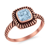 Cable Shank Design Wedding Ring Simulated Cubic Zirconia 925 Sterling Silver