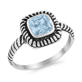 Cable Shank Design Wedding Ring Simulated Cubic Zirconia 925 Sterling Silver