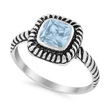 Cable Shank Design Wedding Ring Simulated Cubic Zirconia 925 Sterling Silver