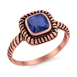 Cable Shank Design Wedding Ring Simulated Cubic Zirconia 925 Sterling Silver