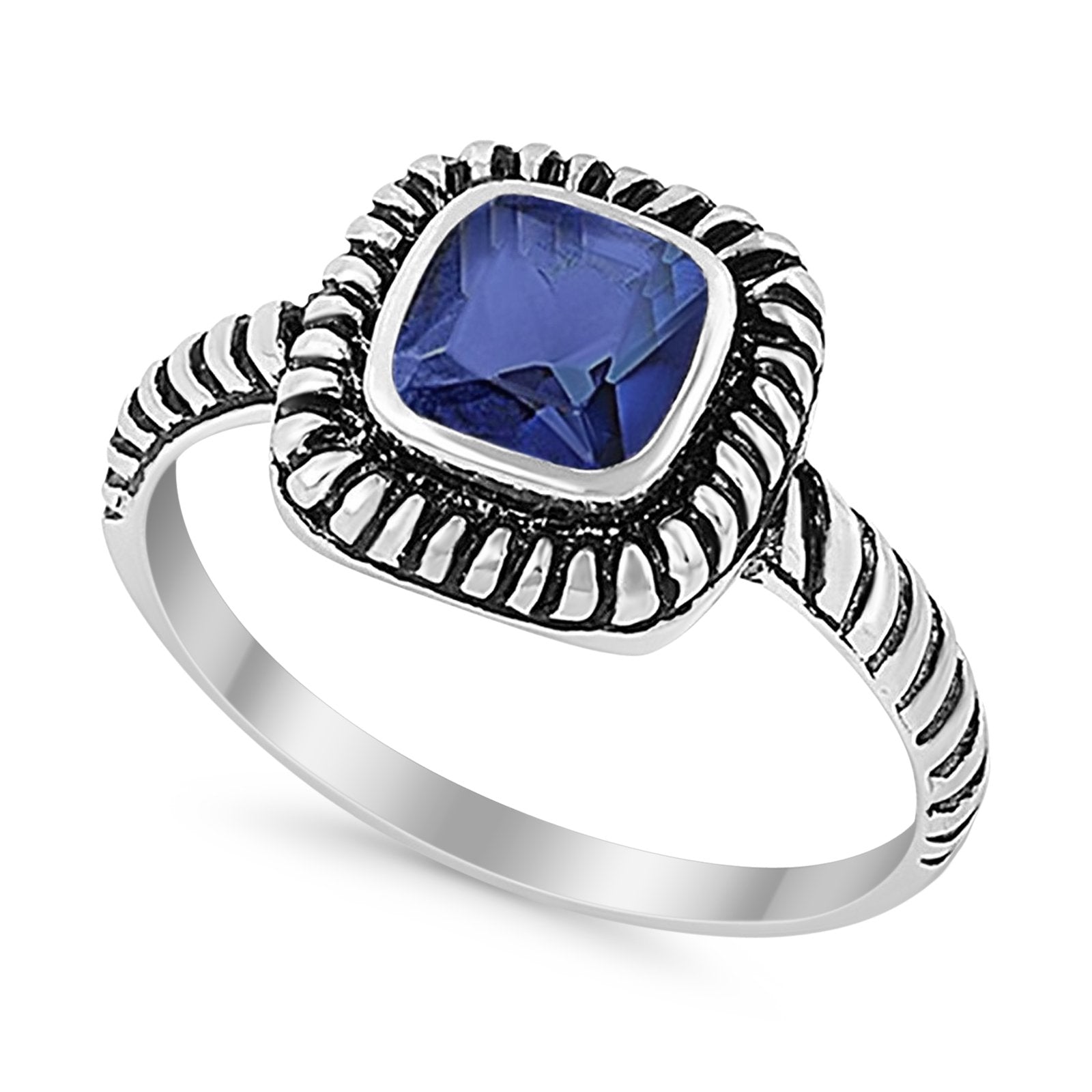Cable Shank Design Wedding Ring Simulated Cubic Zirconia 925 Sterling Silver