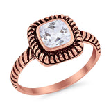 Cable Shank Design Wedding Ring Simulated Cubic Zirconia 925 Sterling Silver