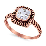 Cable Shank Design Wedding Ring Simulated Cubic Zirconia 925 Sterling Silver