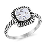 Cable Shank Design Wedding Ring Simulated Cubic Zirconia 925 Sterling Silver