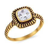 Cable Shank Design Wedding Ring Simulated Cubic Zirconia 925 Sterling Silver