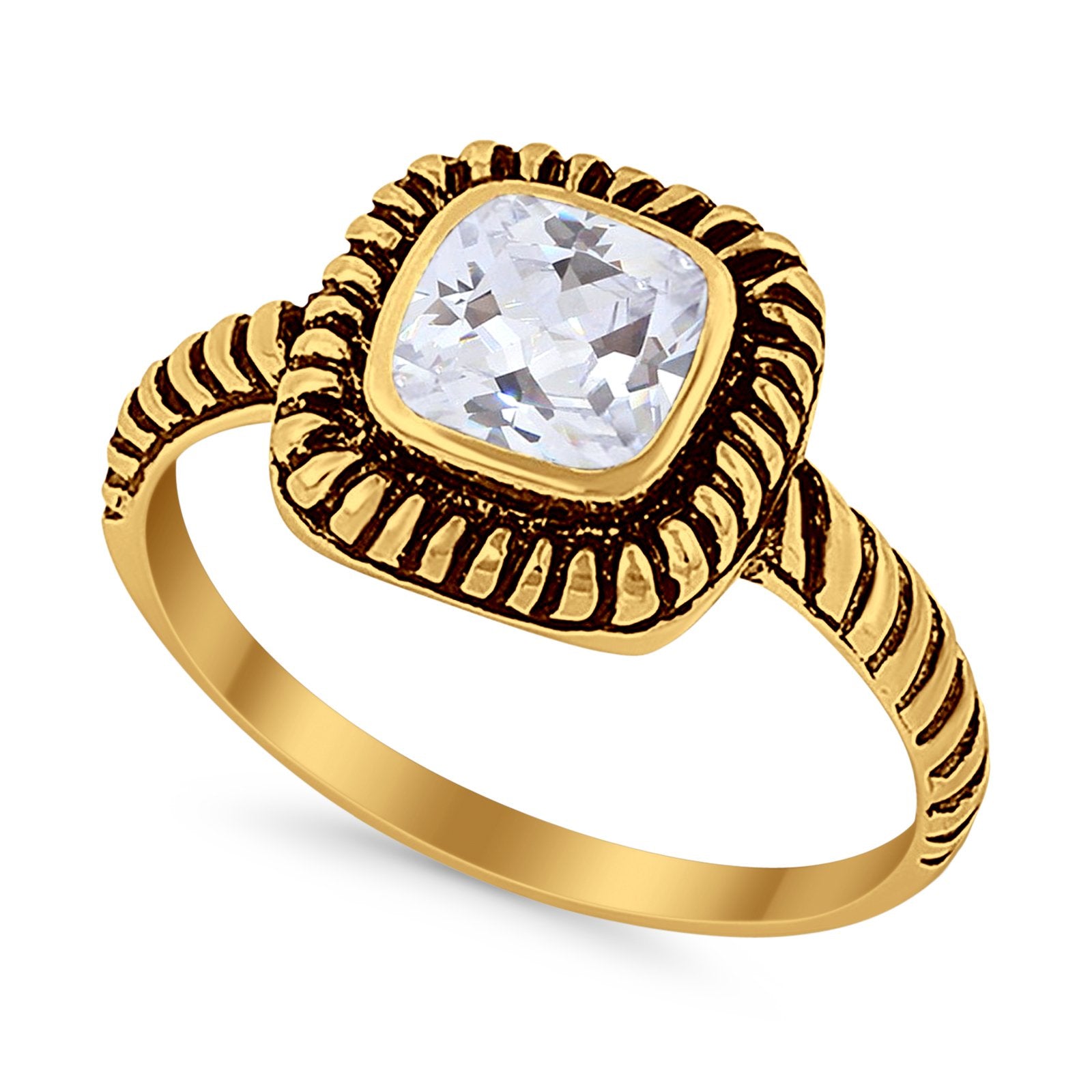 Cable Shank Design Wedding Ring Simulated Cubic Zirconia 925 Sterling Silver