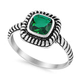 Cable Shank Design Wedding Ring Simulated Cubic Zirconia 925 Sterling Silver