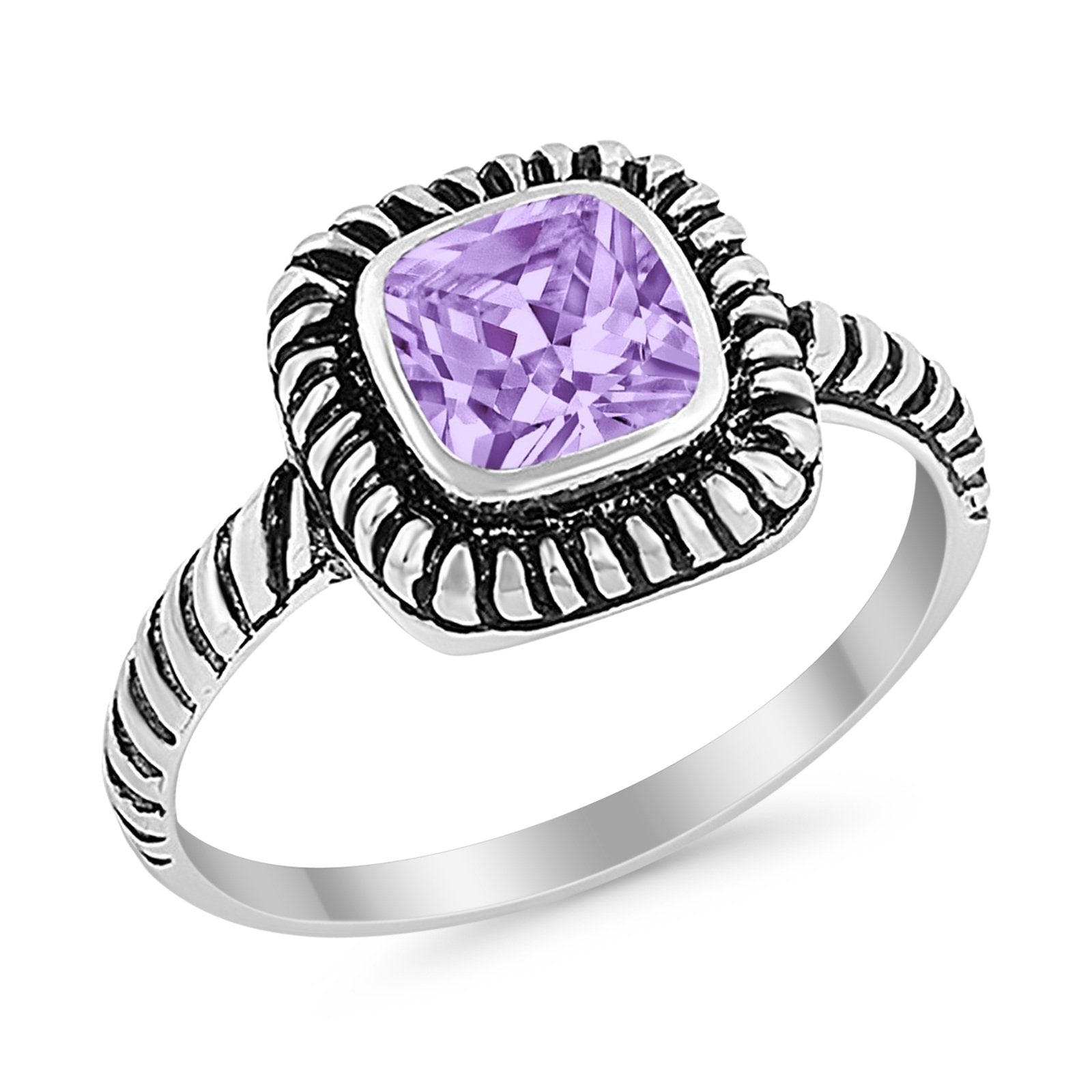 Cable Shank Design Wedding Ring Simulated Cubic Zirconia 925 Sterling Silver