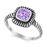 Cable Shank Design Wedding Ring Simulated Cubic Zirconia 925 Sterling Silver