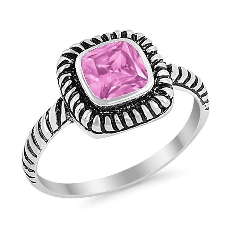 Cable Shank Design Wedding Ring Simulated Cubic Zirconia 925 Sterling Silver