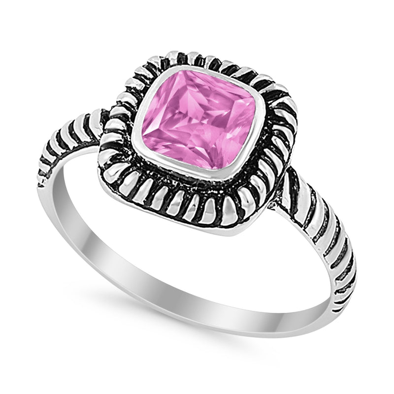 Cable Shank Design Wedding Ring Simulated Cubic Zirconia 925 Sterling Silver