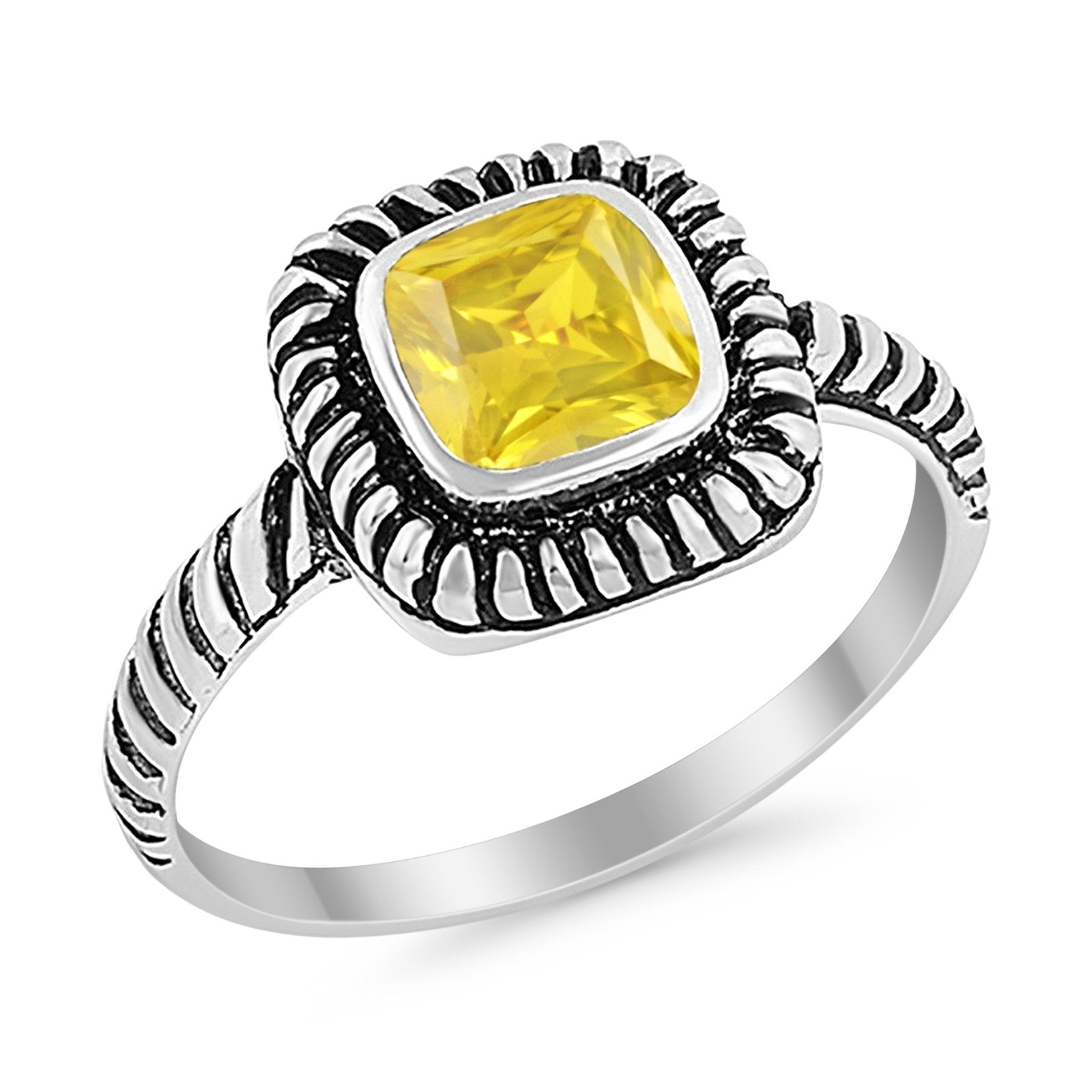 Cable Shank Design Wedding Ring Simulated Cubic Zirconia 925 Sterling Silver