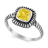 Cable Shank Design Wedding Ring Simulated Cubic Zirconia 925 Sterling Silver