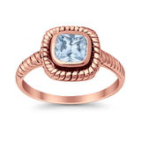 Cable Shank Design Wedding Ring Simulated Cubic Zirconia 925 Sterling Silver
