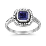 Cable Shank Design Wedding Ring Simulated Cubic Zirconia 925 Sterling Silver