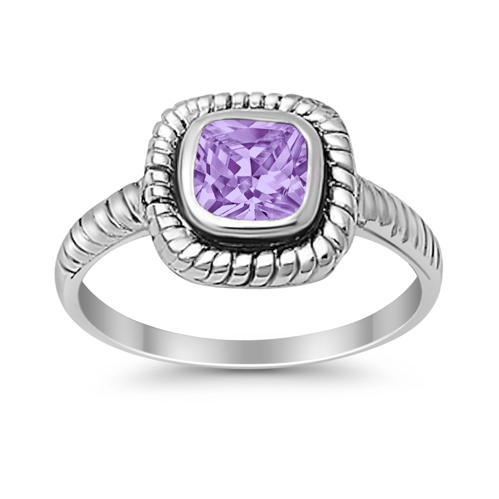 Cable Shank Design Wedding Ring Simulated Cubic Zirconia 925 Sterling Silver