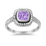 Cable Shank Design Wedding Ring Simulated Cubic Zirconia 925 Sterling Silver