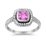 Cable Shank Design Wedding Ring Simulated Cubic Zirconia 925 Sterling Silver