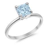 Solitaire Wedding Ring Princess Cut Simulated Cubic Zirconia 925 Sterling Silver