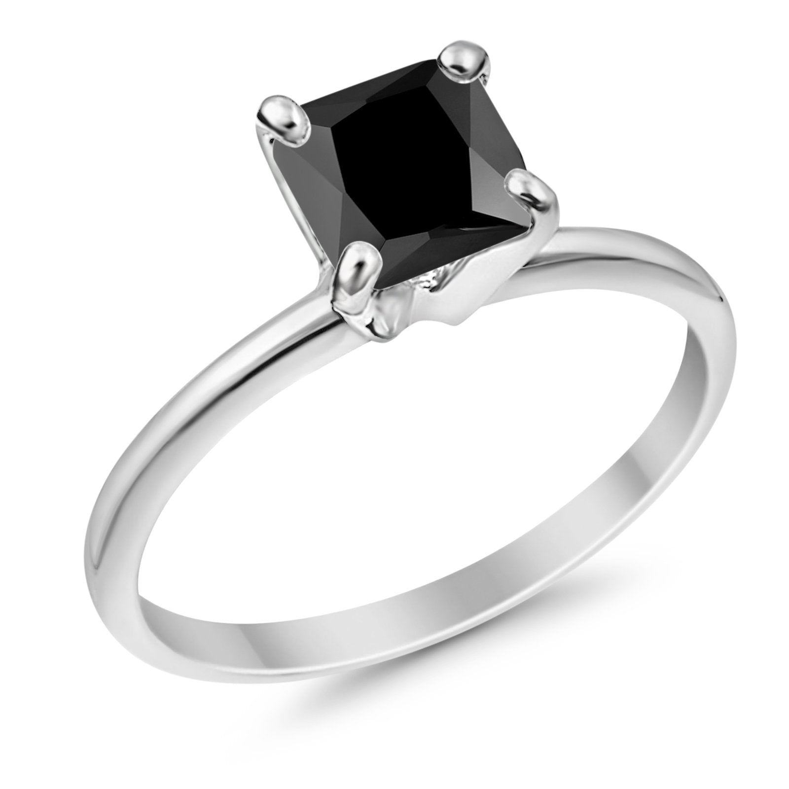 Solitaire Wedding Ring Princess Cut Simulated Cubic Zirconia 925 Sterling Silver