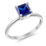 Solitaire Wedding Ring Princess Cut Simulated Cubic Zirconia 925 Sterling Silver