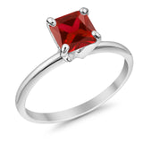 Solitaire Wedding Ring Princess Cut Simulated Cubic Zirconia 925 Sterling Silver
