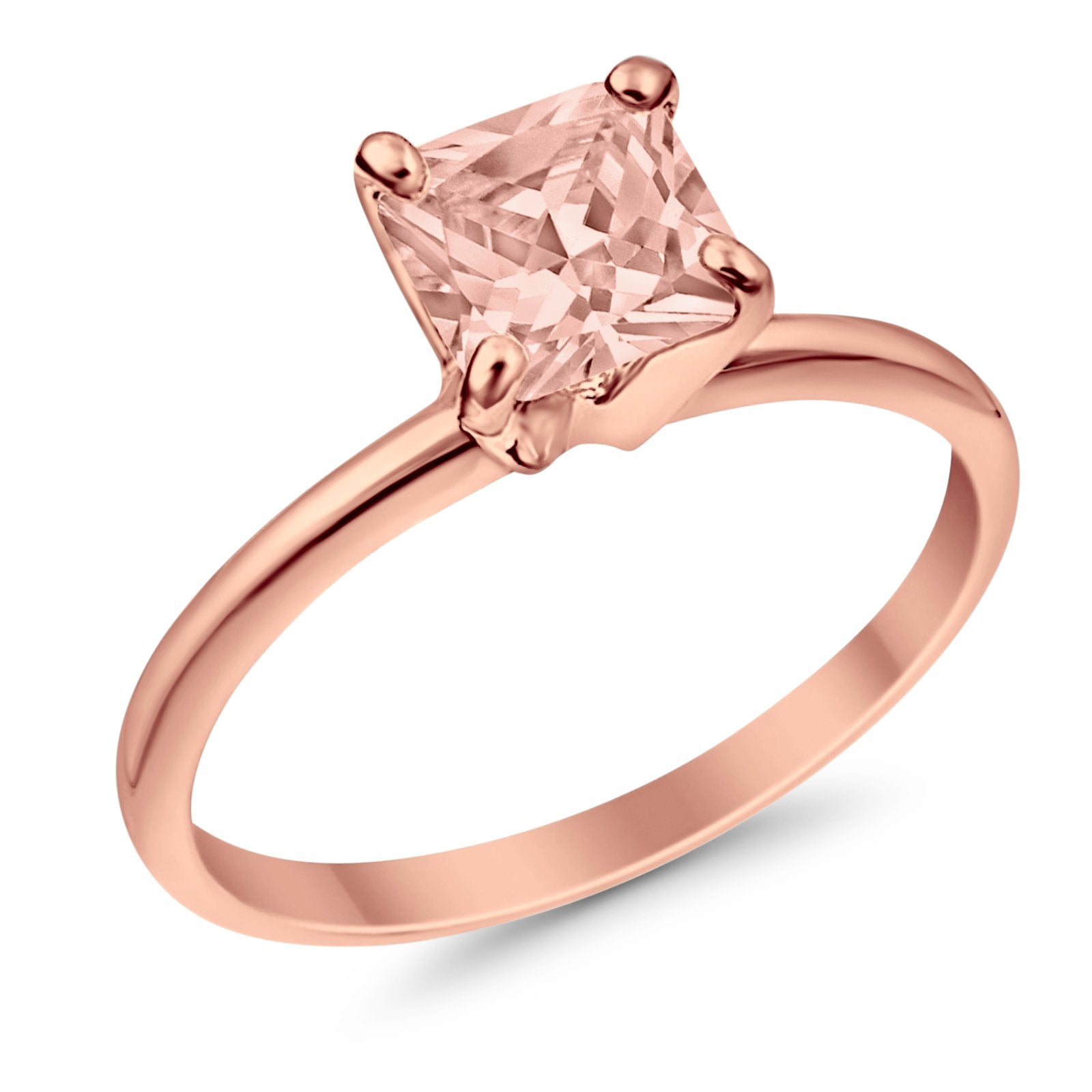 Solitaire Wedding Ring Princess Cut Simulated Cubic Zirconia 925 Sterling Silver