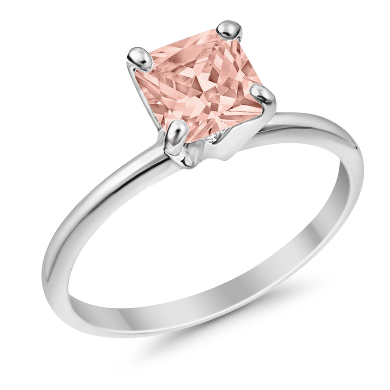 Solitaire Wedding Ring Princess Cut Simulated Cubic Zirconia 925 Sterling Silver