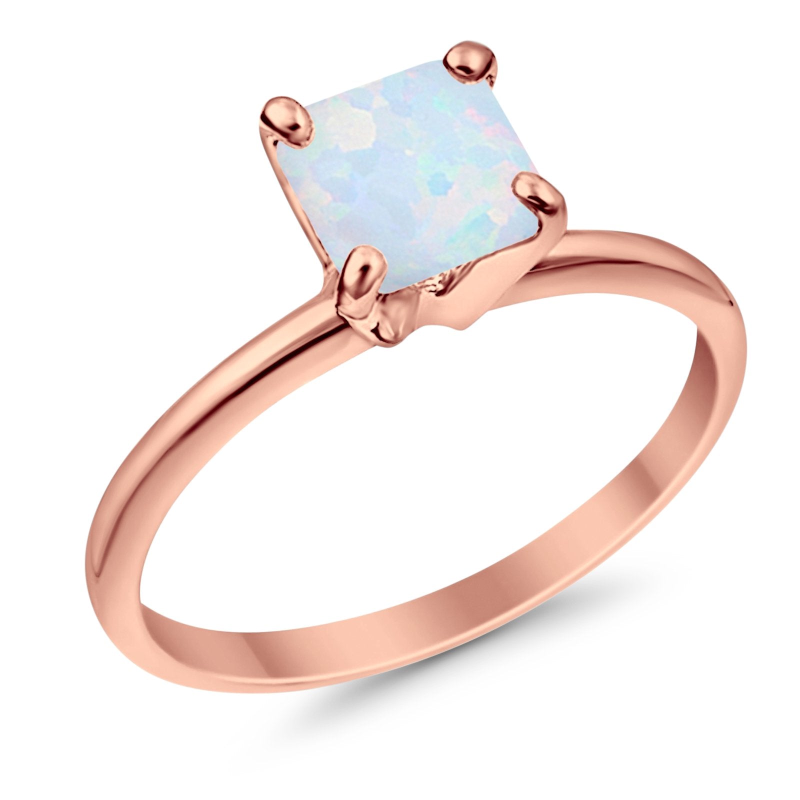 Solitaire Wedding Ring Princess Cut Simulated Cubic Zirconia 925 Sterling Silver
