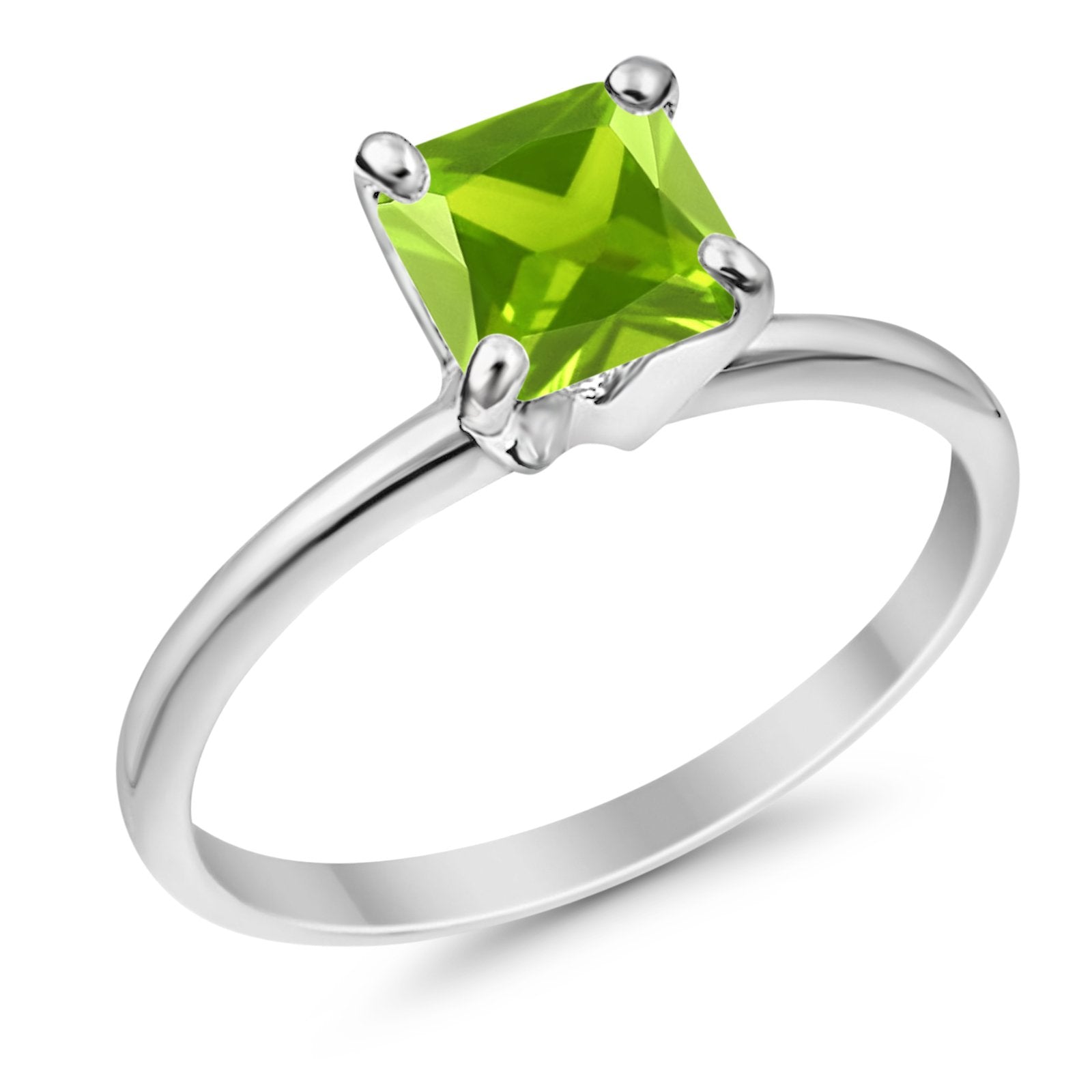 Solitaire Wedding Ring Princess Cut Simulated Cubic Zirconia 925 Sterling Silver