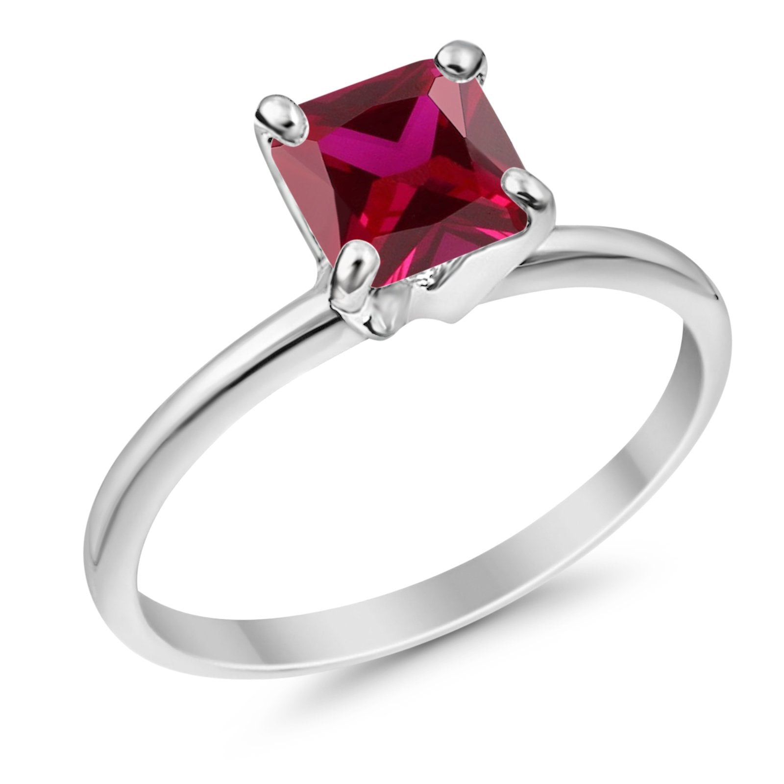 Solitaire Wedding Ring Princess Cut Simulated Cubic Zirconia 925 Sterling Silver