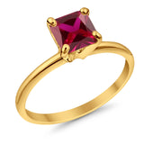 Solitaire Wedding Ring Princess Cut Simulated Cubic Zirconia 925 Sterling Silver