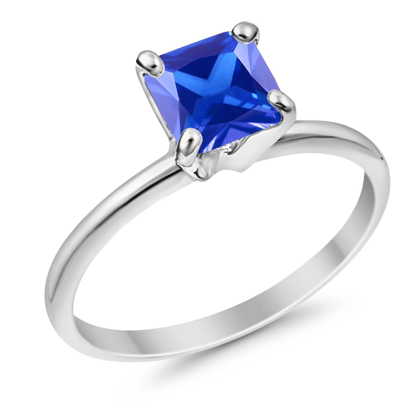 Solitaire Wedding Ring Princess Cut Simulated Cubic Zirconia 925 Sterling Silver