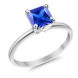Solitaire Wedding Ring Princess Cut Simulated Cubic Zirconia 925 Sterling Silver