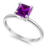 Solitaire Wedding Ring Princess Cut Simulated Cubic Zirconia 925 Sterling Silver