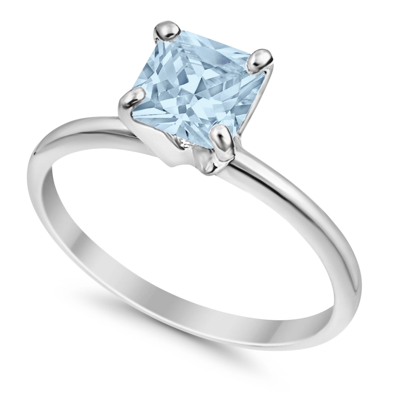 Solitaire Wedding Ring Princess Cut Simulated Cubic Zirconia 925 Sterling Silver